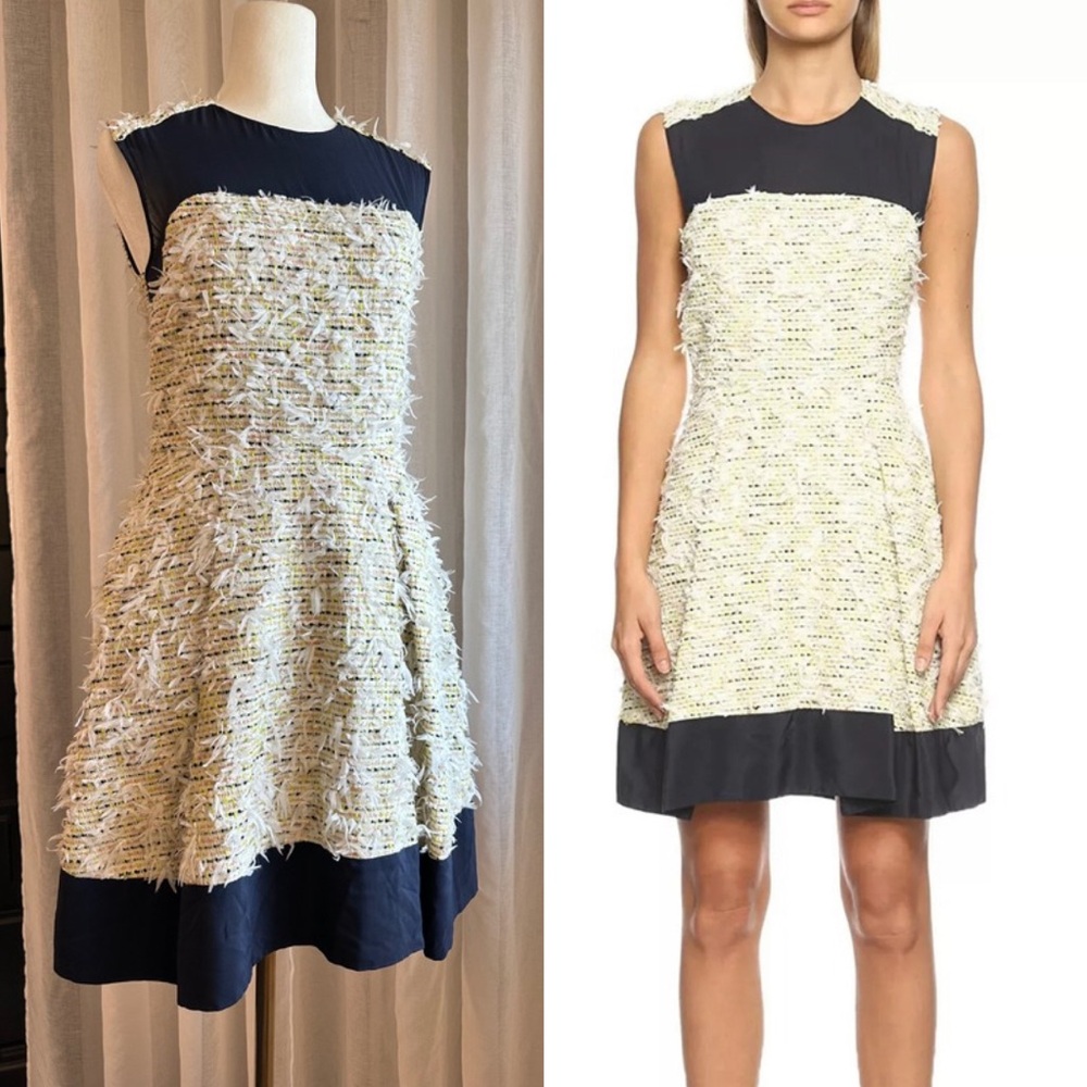 3.1 Phillip Lim tweed dress 0 navy/yellow/white